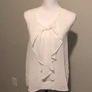 White chiffon tank top with bow